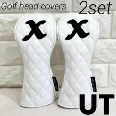 【UT】ゴルフクラブヘッドカバー ユーティリティ　ホワイト UT 2点セット