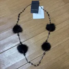 TRANS WORK ミンク　ボンボンネックレス ブラック　未使用品