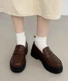 【未使用】コインローファー 厚底 ガーリー 地雷 シンプル