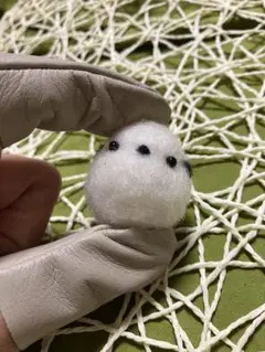 ハンドメイド☆羊毛フェルト指サック2本セット☆本革レザー☆薄く柔らかい