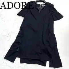 【美品】アドーア ワンピース ブラック 38 半袖