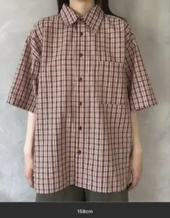 古着ライクなオーバー赤チェックシャツ