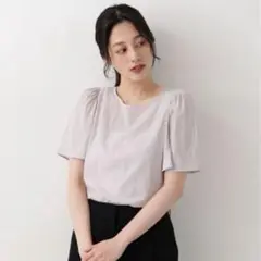 【NATURAL BEAUTY BASIC】割繊フレアスリーブブラウス　S