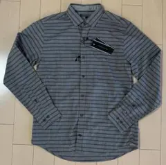 新品 トミーヒルフィガー メンズ 長袖 シャツ ボーダー チャコールグレー L