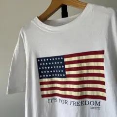 90s USA製　FOR FREEDOM　Tシャツ　星条旗　M　シングルステッチ