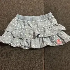 ミキハウス　水色ハート柄ウサギ刺繍スカート　100