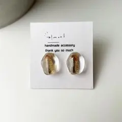 クリア不規則×ゴールド樹脂ピアス・ピアス・イヤリング