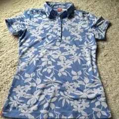 PUMA ゴルフ花柄 ポロシャツ 青