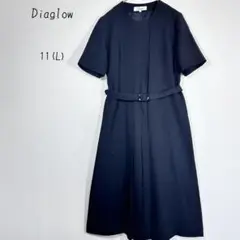 Diaglow ベルト付きワンピース 礼服 喪服 フォーマル　11号　ブラック