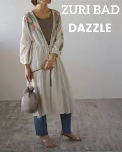 ZURI BAD DAZZLE　花柄刺繍　 ロングカーディガン　ワンピース　麻