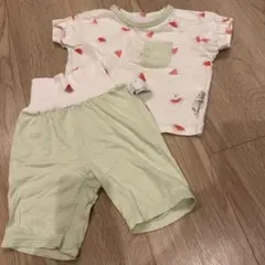 【男女兼用】スイカ柄ベビーパジャマセット80cm