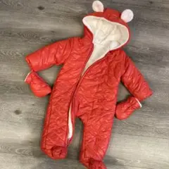 赤いクマ耳付きロンパース　アウター
