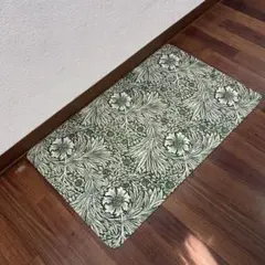 50×80 緑の花柄キッチンマット 珪藻土マット
