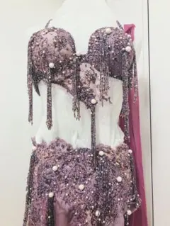 ベリーダンス衣装 Hallah ハーラ ピンク,パープルレース サテン