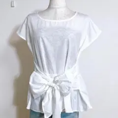 ♥️美品 イーハイフンワールドギャラリー ウェストリボン へプラム ブラウス F
