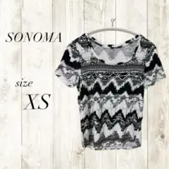 SONOMA XS モノクロ Tシャツ ビーズ レディース 半袖