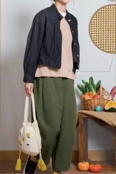 ケイット keitto ふくらむパンのネーム付デニムジャケット Gジャン　黒
