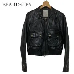美品 BEARDSLEY ノーカラー レザーライダースジャケット 羊革