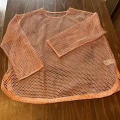 【値下げ】オレンジ メッシュ 長袖 トップス