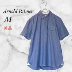 【美品】アーノルドパーマー／ダンガリーシャツ 半袖 ボタンダウン ブルー