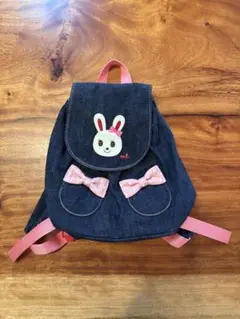 【美品】 ミキハウス うさこ＆リボン♪デニムベビーリュック インディゴブルー