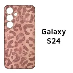 Galaxy S24 ケース ピンク ヒョウ柄 メッキ風
