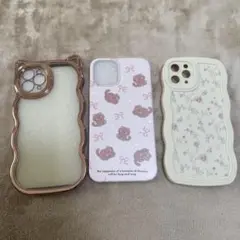 iPhone11proケース 3点セット 猫耳 クマ 花柄