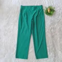 ハイウエストテーパードパンツ　カジュアルパンツ　グリーン　LL　ストレッチ