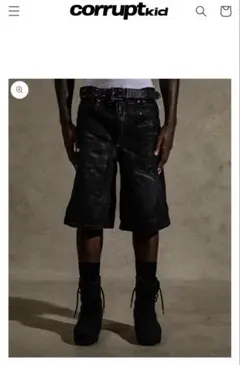 Corrupt kid WAXED BLACK JORTS