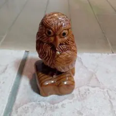 屋久杉木製フクロウの彫刻 約10cm最高級品美しく手彫りですお値下げしました。