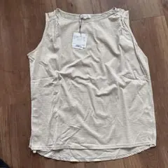 【新品】PLST ノースリーブ Tシャツ ベージュストライプ