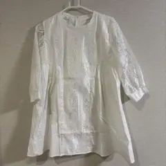 ホワイト レース チュニック 五分袖　新品
