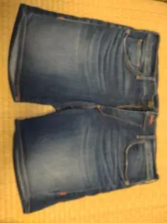 True Religion ブルー ショートパンツ　ビンテージ加工