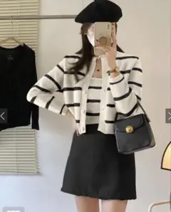 GRLストライプニットカーディガンセットアップ