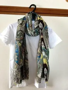 ♡お値下げ！！♢夏ストール＊大判＊ペーズリー柄＊ビーズフリンジ