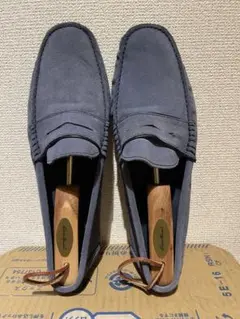 ネイビー スエード モカシン