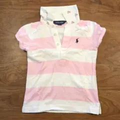 【キッズ】Ralph Lauren ポロシャツ 3/3T 白/ピンク