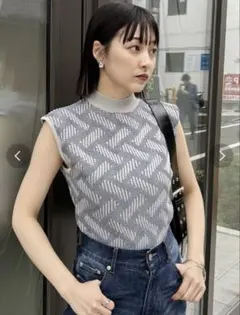 MURUA ランダムパターンニットタンク フリーサイズ　トップス　レディース
