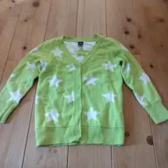 95㎝ 黄緑 星柄 カーディガン