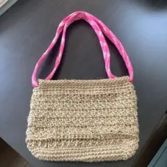 麻紐バッグ　　ショルダーバッグ ピンク　　　ハンドメイド