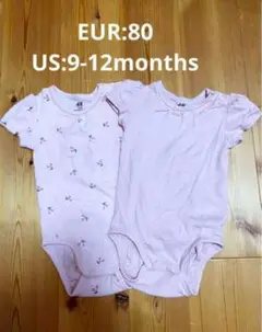 H&M ロンパース　ボディスーツ　半袖　9-12M ピンク