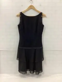 8.22◎A999P◎コムサイズム◎ひざ丈ワンピース◎ブラック◎シフォン