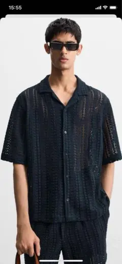 【新品未使用】ZARA クロシェ テクスチャーシャツ XL