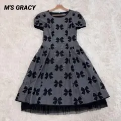 ✨極美品✨M'S GRACY リボン柄 38 ワンピー　エムズグレイシー