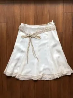 MK MICHEL KLEIN 100%シルク ライトベージュ フレアスカート