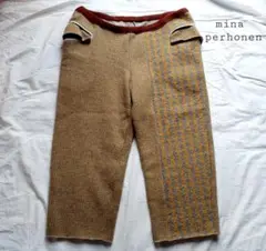 【美品】ミナペルホネン アンゴラ カシミヤ混 クロップドパンツ L