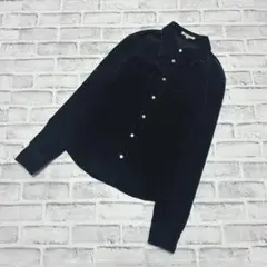 【デファッシェ】コーデュロイシャツ ストレッチ 長袖 ブラック 秋冬 38