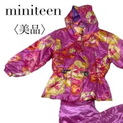 美品 ミニティーン スキーウェア ピンク キッズ 花柄 上下セット 150