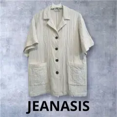 JEANASISドライコットンジャガードシャツジャケット 7分袖 オフホワイト