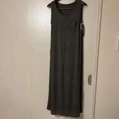 ノースリーブ 無地グレー ロングワンピース サイズ19